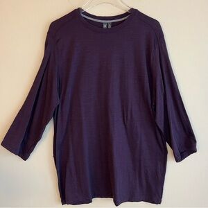 IBEX Women 3/4 Sleeve Merino Wool Tee Size XL in Purple